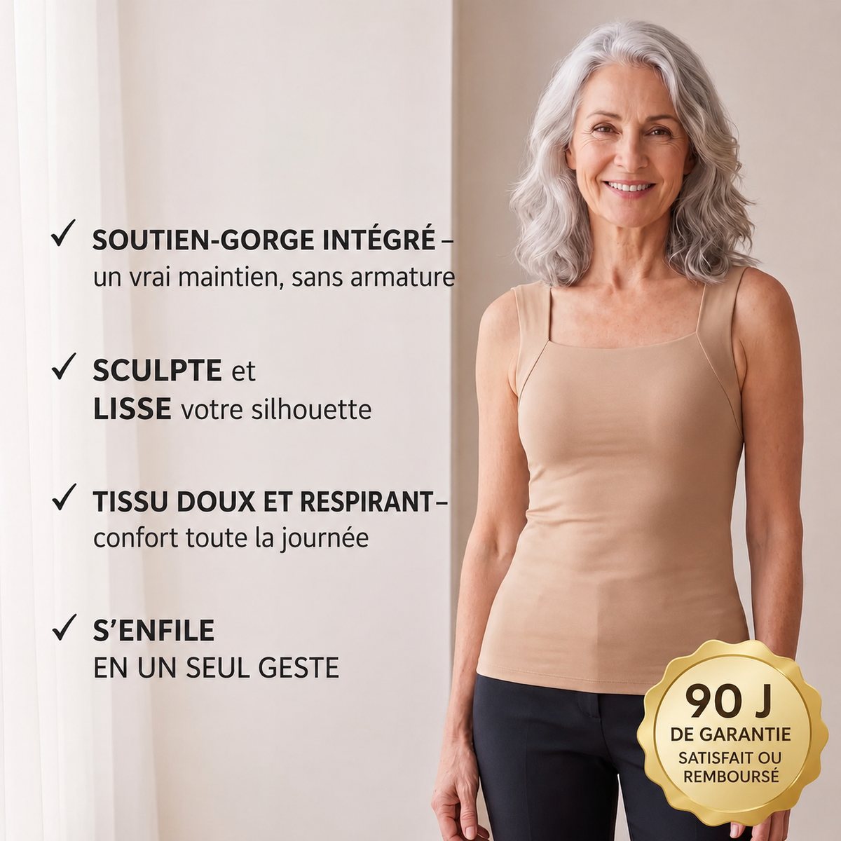 Débardeur à Maintien Intégré  Sans Soutien-Gorge
